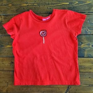 Red t-shirt w sequin lollipop sz L 10/12